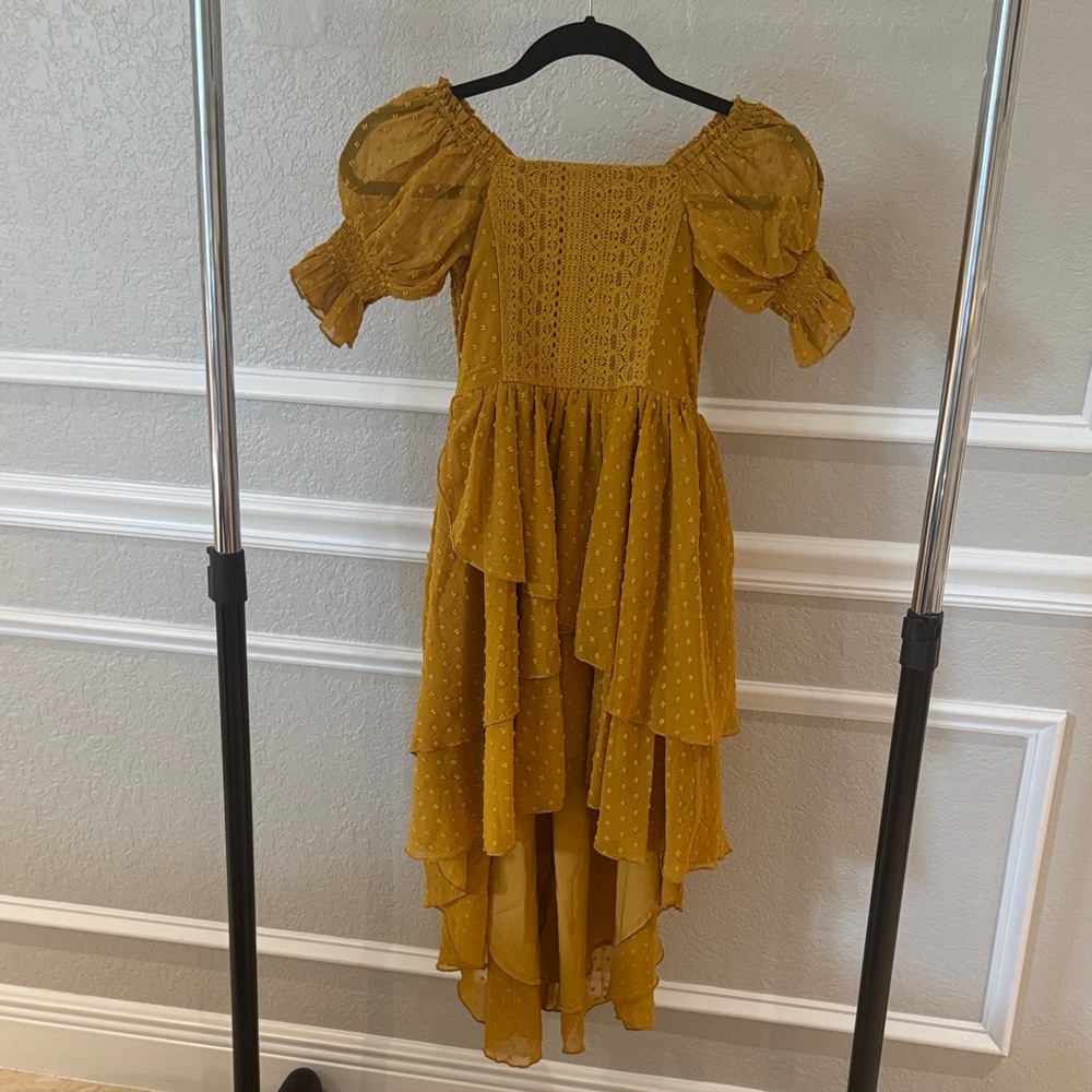 Joyfolie Mustard Layered Kids Dress